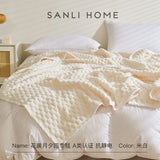 elvesmall  Solid Color Grid Blanket Towel Blanket Coral Velvet Sofa Cover Blanket Air Conditioning Nap Blanket Plush Throw Bedspread