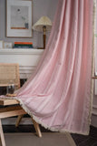 elvesmall Boho Curtains for Bedroom Living Room,Semi-Blackout French Country Linen Embroidery Vintage Chic Tassels Hollow Bohemian Curtain