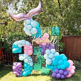 elvesmall Mermaid Balloon Garland Kit Mermaid Tail Purple Blue Balloons Mermaid Under The Sea Party Decor Girls Birthday Party Baby Shower