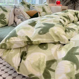 elvesmall Vintage Floral Duvet Cover Set No Filler with Flat Sheet Pillowcases Single Double Queen Size Girls Ins Korean New Bedding Kit