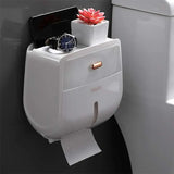 elvesmall Tissue Box Wall Mount Paper Holder Waterproof Toilet Paper Tray Roll Bathroom Accessories Organizer Multifunctional Storage Box