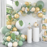 elvesmall  Retro Green Balloon Garland Arch Kit Wedding Birthday Balloons Decoration Party White Balloons For Baby Shower Decor Supplies