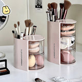 elvesmall Rotating Powder Puff Storage Box Dust-proof Desktop Beauty Egg Air Cushion Rack Multi-layer Lipstick Makeup Brush Storage Rack