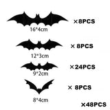 elvesmall Halloween Decoration 3D Black PVC Bat Halloween Party DIY Decor Wall Sticker Bar Room Halloween Party Scary Decos Props