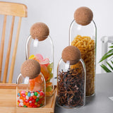 elvesmall Cork Stopper Glass Sealed Jar Coffee Beans Dried Fruit Storage Box Kitchen Food Multigrain Storage Jar Creative Cork Tea Jar