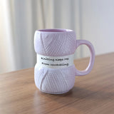 elvesmall 1pc 425ml Unique Knit Style Ceramic Coffee Mug Insulated Funny Gift for Family Holiday Tea Cup Gift Summer and Winter Drinkware