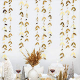 elvesmall 13 Ft Mirror Gold Paper Leaf Garlands Leaves Streamer Decorations Hanging for Gold Birthday Baby Shower Wedding Xmas Party Decor