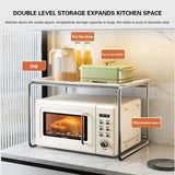 elvesmall  -  2Layers Kitchen Metal Microwave Shelving Countertop Spice Bottle Water Cup Cutlery Organizer Oven Rice Cooker Storage Rack