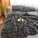 elvesmall Winter Thickened Double-sided Plush Blanket, Bedroom Cover Blanket, Premium Rabbit Plush Bedding, Nap Blanket