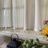elvesmall  Kitchen Curtains Linen Tier Curtains Farmhouse & Cafe Curtains Flax Country Rustic for Bathroom Laundry Room 1 Panel Crude