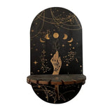 elvesmall  Crystal Display Shelf Bohemian Decorative Crystal Pendulum Wood Display Holder Home Supplies Wall Decoration Floating Shelves