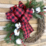 elvesmall 6m Christmas Plaid Ribbon Snowflake Buffalo Plaid Linen Ribbons Xmas Tree DIY Bows Christmas Wreath Gift Wrapping Ribbon Decor