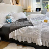 elvesmall Korean Style Princess Summer Quilt Cool Chiffon Seersucker Air-conditioned Quilt Bed sheet Summer Blanket Comforter Duvet