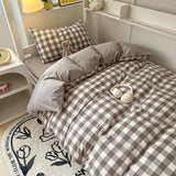 elvesmall  Nordic Wash Cotton Bedding Set Duvet Cover with Pillowcase Bed Sheet Set Comforter Cover Bed Linens Set Single Full Queen Size