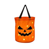 elvesmall LED Light Halloween Trick or Treat Bucket Pumpkin Candy Bags Collapsible Halloween Basket for Thanksgiving Party Gift Basket