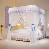 elvesmall  Cream Mousse Mosquito Net Square Luxury Mosquito Bedding Net Tent Romantic bed canopy Full perimeter mosquito proof