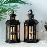 elvesmall Vintage Nordic Candle Holder Lanterns Candles Aesthetic Hanging Lantern Iron Lantern Black Home Decor Wedding Room Decoration