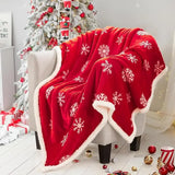 elvesmall Red Christmas blanket, fluffy soft and comfortable cushion blanket, wool flannel plush microfiber sofa blanket