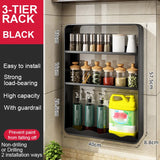 elvesmall  Kitchen Organizer Rack Wall Mounted Storage Container Rack Seasoning Bottle Holder Spice Jars Utensils Household Layered Shelves