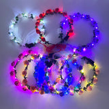 elvesmall 1pc Glowing Garland Hairband LED Light Up Crown Wreath Women Girl Adjustable Birthday Wedding Festival Party Luminous Decoration