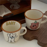 elvesmall  -  300ml Bear Dog Ceramic Cups Ceramic Funny Cartoon Animal Tea Milk Cup Girl Heart Cartoon Mug Couple Breakfast Water Cup Milk Cup