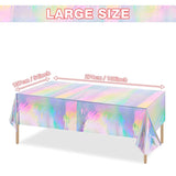 elvesmall 1-Piece Disposable Laser Rectangular Tablecloth Rainbow Aluminum Foil Tablecloth Birthday and Wedding Decoration Supplies