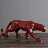 elvesmall Panther Statue Animal Figurine Abstract Geometric Style Resin Leopard Sculpture Home Office Desktop Decoration Crafts