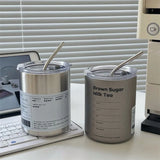 elvesmall  -  12oz 20oz Leak Proof Tumbler with Straw Stainless Steel Water Bottle Straw Cup Coffee Mug Vacuum Flask Double Wall Travel Mug