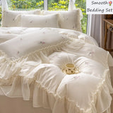 elvesmall  Silky Bedding for Home Luxury Bedsheets Set with Pillow Case Lace Style Bedclothes постельное белье Skin-friendly Bed Linen Sets