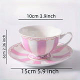 elvesmall 1set European Elegance Candy Colored Ceramic Coffee Cup with Matching Saucer Perfect for Coffee Afternoon Tea Set Drinkware Gift