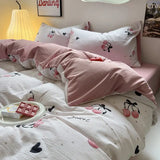 elvesmall Ins Bedding Set Duvet Cover Fresh Blue Floral. Wrinkled Yann Bed Set Of Four Pieces, Washing Cotton Sheets Bed Sheets