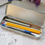 elvesmall  1pc Metal Pencil Pen Box Fountain Pen Case Storage Gift Box Tinplate Box Pencil Stationery Organizer Large Capacity Rectangular