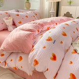 elvesmall Ins Floral Style Bedding Set No Filler Breathable Seersucker Soft Single King Size Duvet Cover Flat Fitted Sheet Pillowcase Set