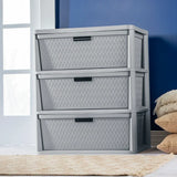 elvesmall Sterilite Storage Box Organizer 3 Drawer Cross-Weave Tower Cement
