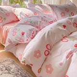 elvesmall Princess Style Pleated Lace Autumn and Winter Caramel Color Four-piece Bedding Set Quilt Cover Bed Sheet Bed Skirt Bed Sheet