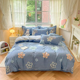 elvesmall Aesthetic Floral Duvet Cover Set Cozy Cotton Home Bedding Set Chic Botanical French Style Comforter Cover Breathable Lightweight