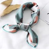 elvesmall Women Small Satin Silk Scarf Square Print Wrap Foulard Femme Handkerchief Bandana Neck Hair Skinny Tie Scarves Shawls