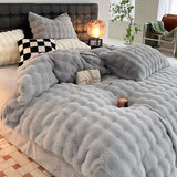 elvesmall Winter Luxury King Queen Size Bedding Set Home Textiles Thickened Warm Plush Duvet Cover Bed Sheet Pillowcase 4pcs Bed Linen Set