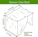 elvesmall Mosquito Net Bedroom Luxurious Four-Door Fit King and Queen Double Beds Netting Elegant Green Netting Bedroom Decor Canopy