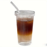 elvesmall  -  1pc Glass Tumblers With Lids And Straws Simple Glass Water Bottles Water Cups Summer Winter Drinkware Travel Accessories Gifts