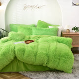 elvesmall  Winter super warm bedding set solid color plush bed sheet duvet cover camel velvet duvet double pillowcase 4-piece Dropshipping