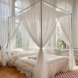 elvesmall  Palace Summer Mosquito Net Four Corner Open Queen Bed Mosquito Net Foldable Anti-mosquito Net Portable Outdoor Camping Tent