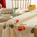 elvesmall Christmas Tablecloth Jingle Bell Embroidery Lace Living Room Kitchen Rectangular Non-slip Hollow Out Xmas Decoration Cover Cloth