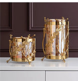 elvesmall Metal Glassflower Vase Golden Hollow Frame Hydroponic Flower Arrangement Home Decoration Multifunctional Candle Holder