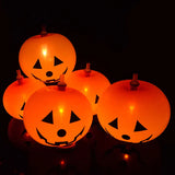 elvesmall 5Pcs Halloween LED Glowing Balloons Horror Ghost Pumpkin Latex Ballon Halloween Party Decorations for Home Indoor Outdoor Kids