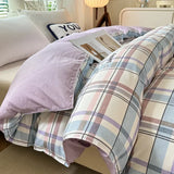 elvesmall Black Buffalo Plaid Cotton Duvet Cover Love Printed Reversible Comforter Covers Only, White Checkered Geometric Nordic Bedding