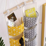 elvesmall 3 Pockets Hanging Organizers Waterproof Hanging Storage Bag Wall Mounted Closet Organizer Bear Flamingo Sundries Bags Home Decor