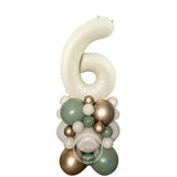 elvesmall  1set Creamy Number Balloon Tower Avocado Green Balloons Set For Adult 30 40 50 Birthday Party Decoration Kids Birthday Supplies