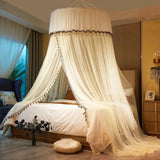 elvesmall Foldable Princess Style Mosquito Net Hanging Dome Mosquito Net Home Girls Room Double Bed Mosquito Net Lace Gauze Curtain