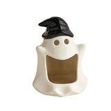 elvesmall Ceramics Ghost Candle Holder Cute Halloween Candle Holder Home Table Candlestick Holder Decor Aroma Holder For Home Party Decor